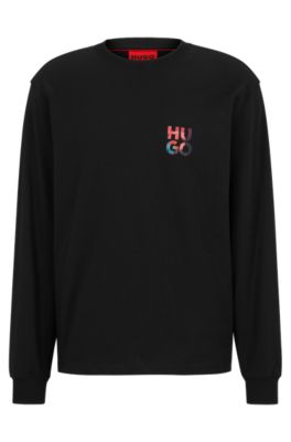 HUGO - Cotton-jersey T-shirt with graffiti-inspired stacked logo