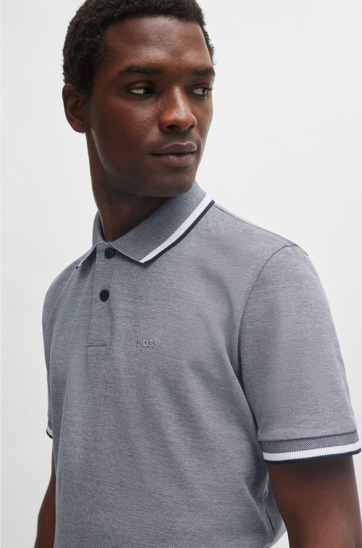 BOSS Logo-embroidered polo shirt in Oxford
