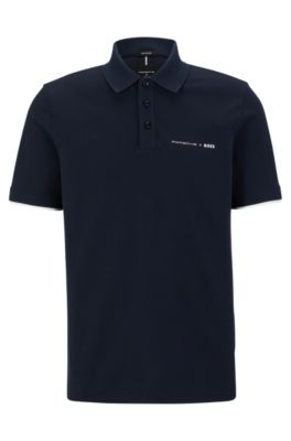 HUGO BOSS PORSCHE X BOSS STRETCH-COTTON POLO SHIRT WITH CAPSULE LOGO