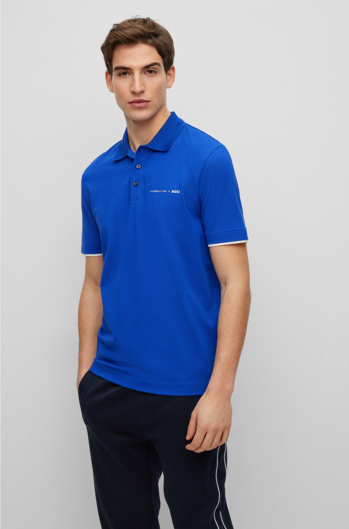 PORSCHE Chemise Polo | Logo Brodé | Noir Bleu Blanc Rouge | Manches Courtes  T Shirt | Vêtements pour Homme | Automobile Voiture Slim | Accessoires
