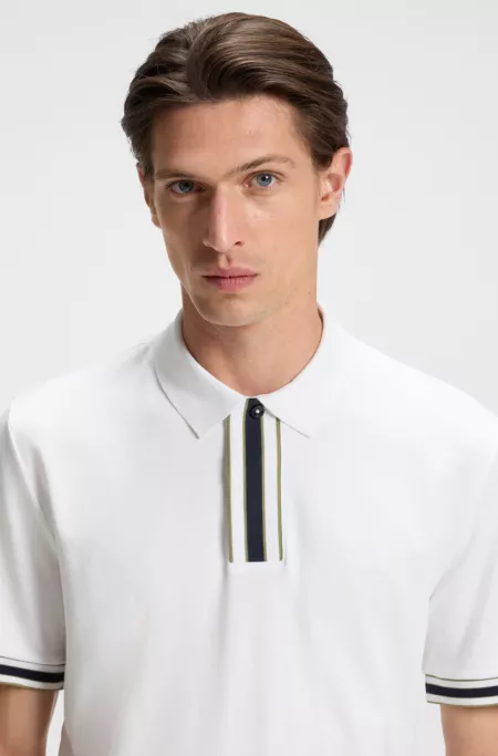 Interlock-cotton polo shirt with contrast tipping