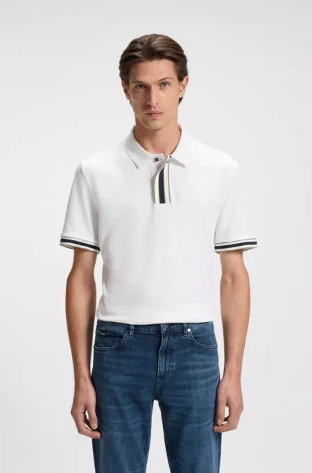 Interlock-cotton polo shirt with contrast tipping