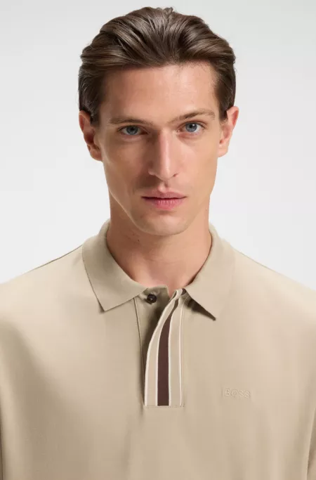 Interlock-cotton polo shirt with contrast tipping