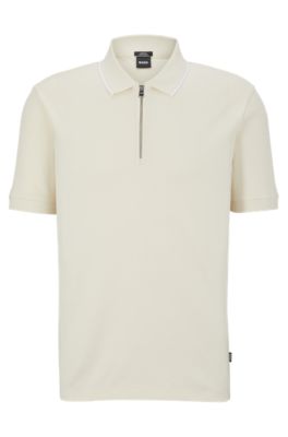 white polo shirt with zipper