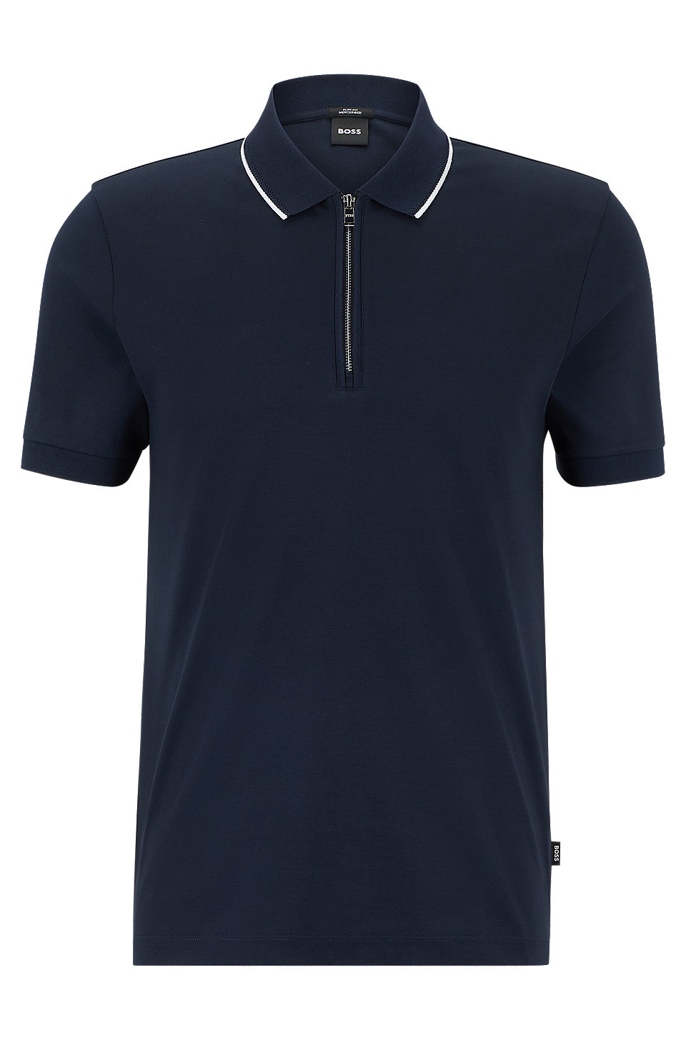 BOSS - Zip-neck slim-fit polo shirt in interlock cotton