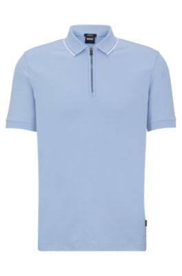 HUGO - Cotton-blend jersey polo shirt with zip collar