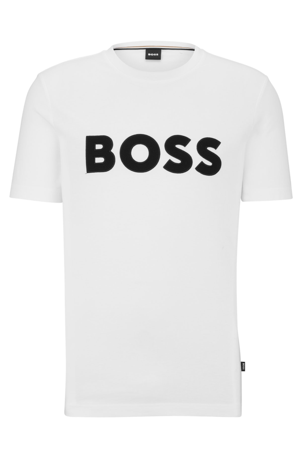 BOSS - Cotton-jersey regular-fit T-shirt appliqué logo with