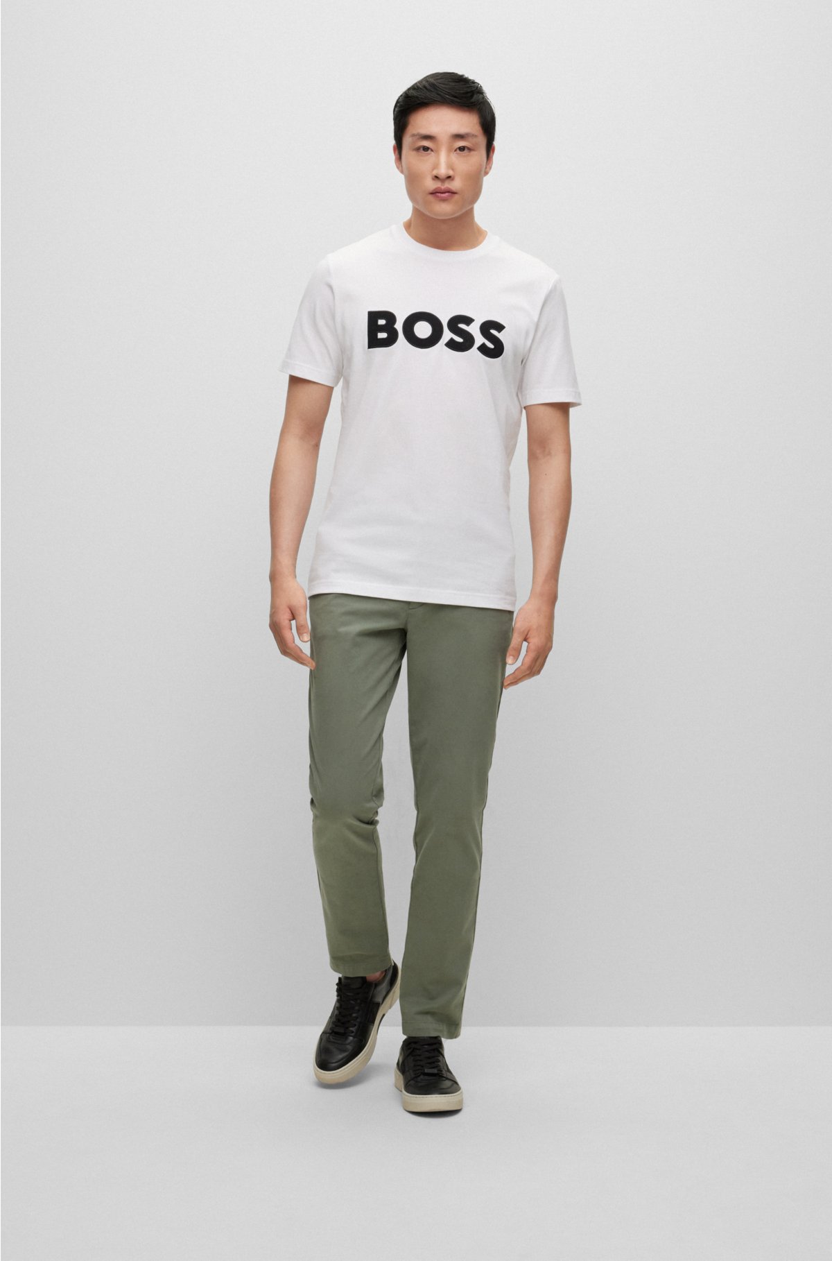 BOSS - Cotton-jersey T-shirt dress with logo detail