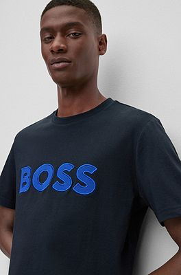BOSS - Cotton-jersey regular-fit T-shirt appliqué logo with