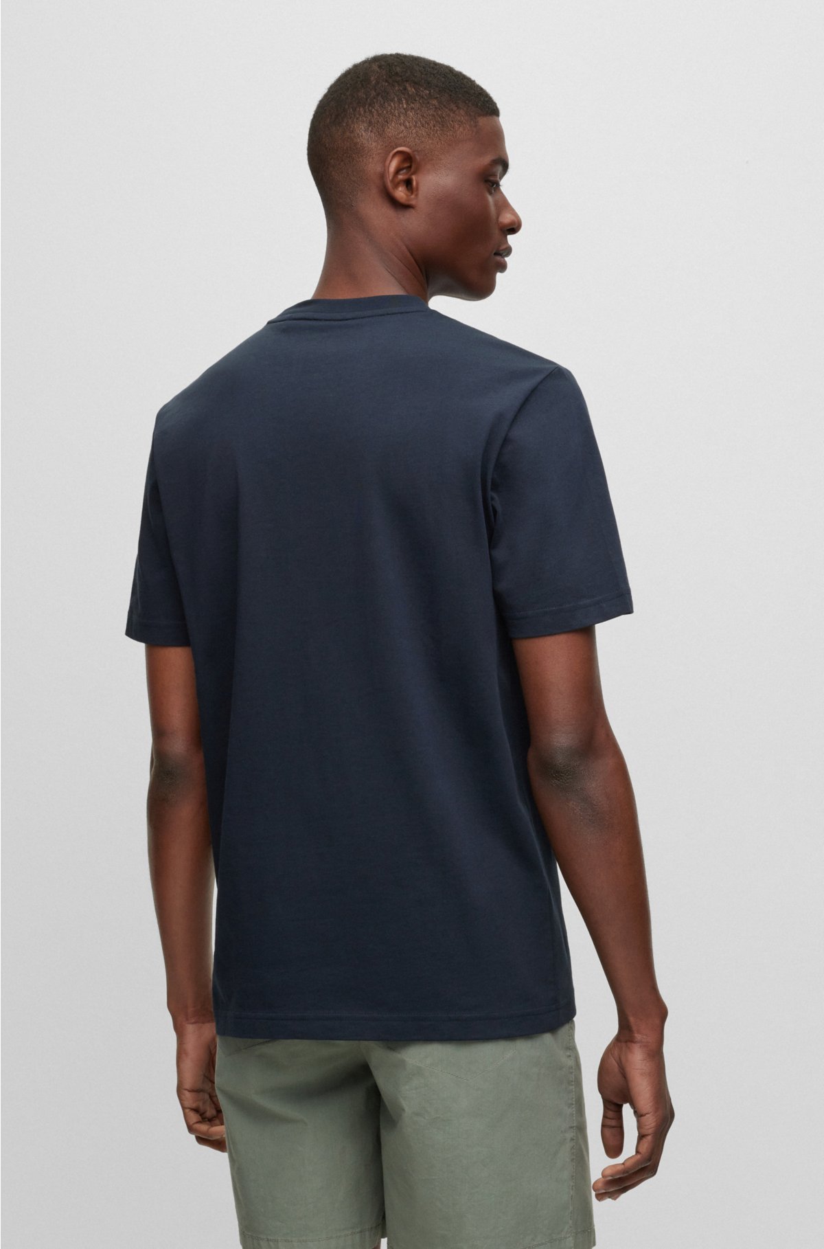 Louis Vuitton Navy Blue Cotton Applique Detail Crewneck T-Shirt S