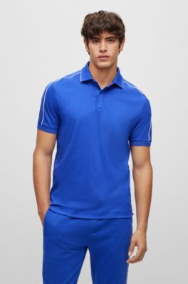 Icon Stripe Collar Polo Shirt in Coal Blue - Men