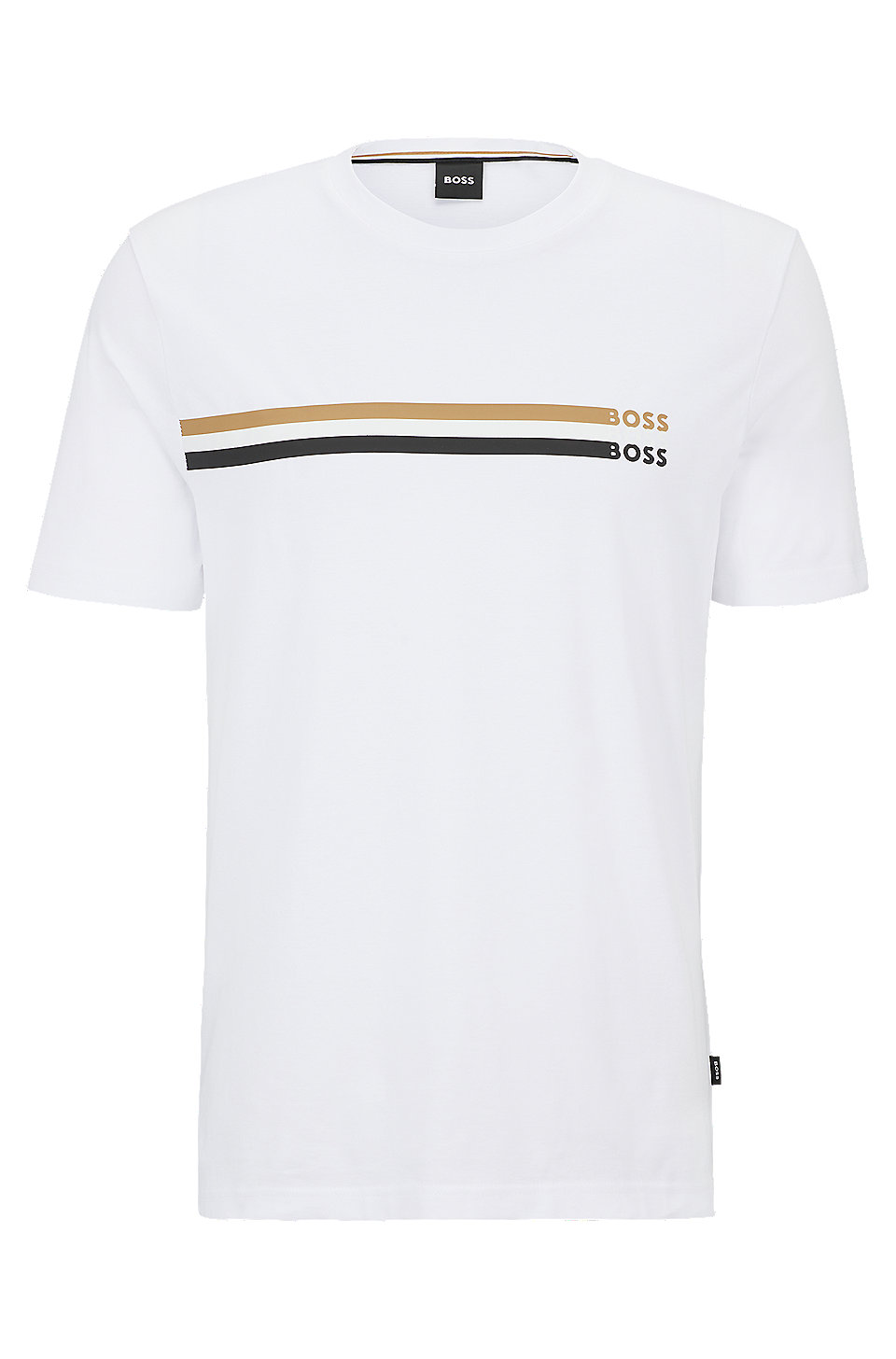 BOSS - Cotton-jersey T-shirt with signature-stripe logo print