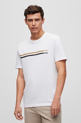 logo - print T-shirt signature-stripe with BOSS Cotton-jersey