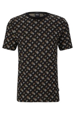 Regular-fit pure-cotton T-shirt with monogram jacquard