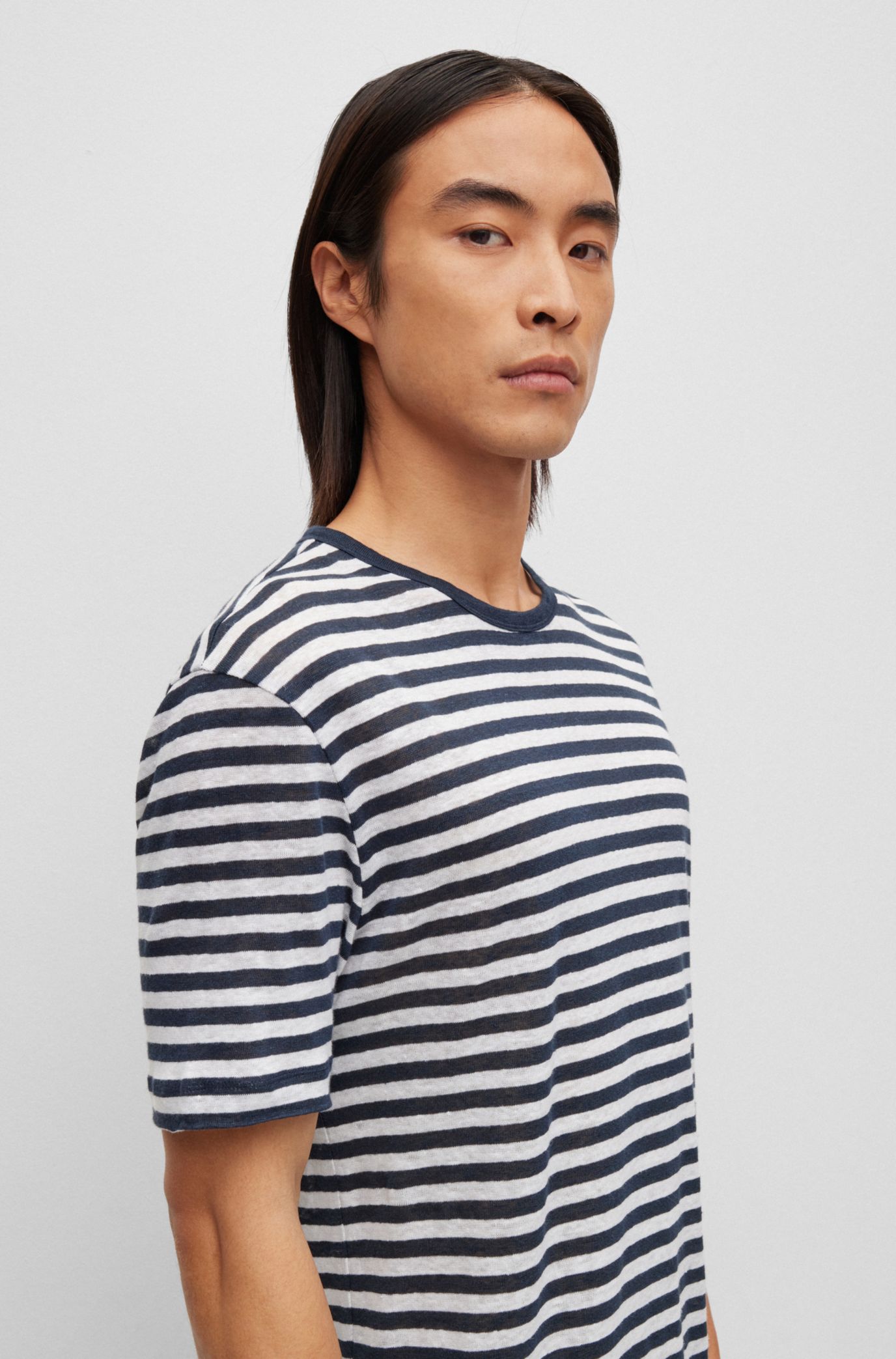 Hugo boss striped t on sale shirt