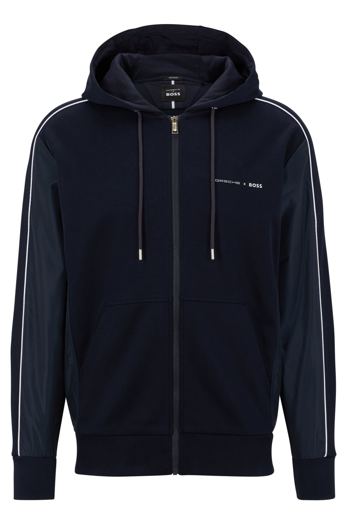 BOSS - Porsche x BOSS cotton-blend zip-up hoodie with tonal mesh
