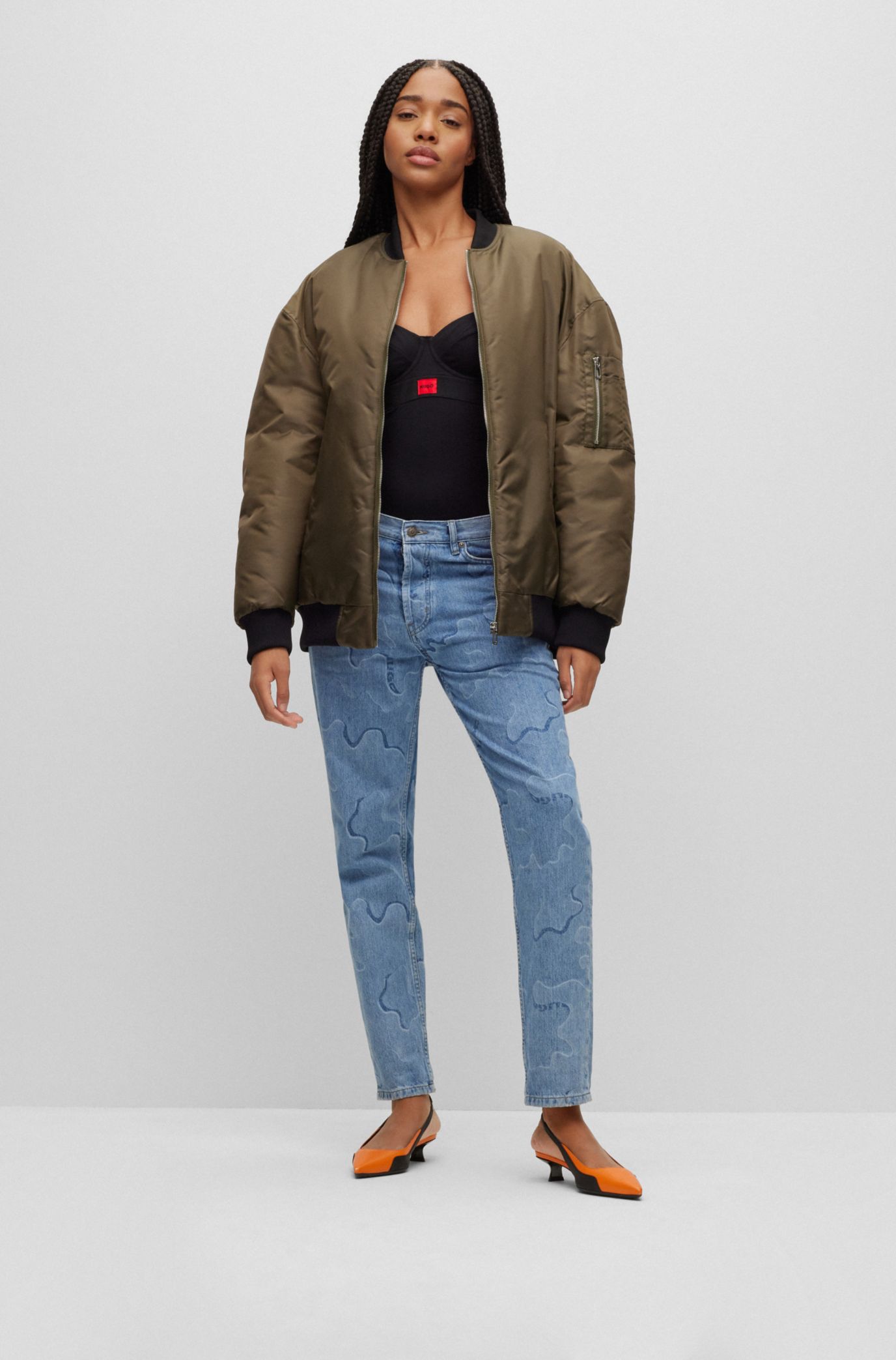 Bomber jacket best sale with zip pockets