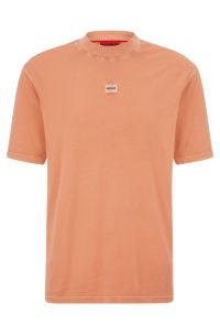 HUGO - Cotton-jersey relaxed-fit patch T-shirt logo with