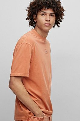 HUGO - Cotton-jersey relaxed-fit T-shirt with logo patch