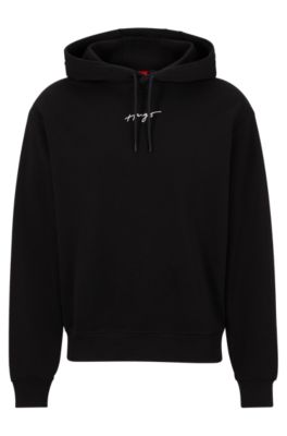 HUGO - Relaxed-fit cotton-terry hoodie with handwritten logo