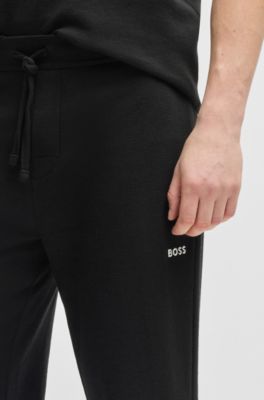 Pajama bottoms with embroidered logo, Black