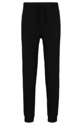 Hugo Boss Cotton-blend Pajama Bottoms With Embroidered Logo In Black