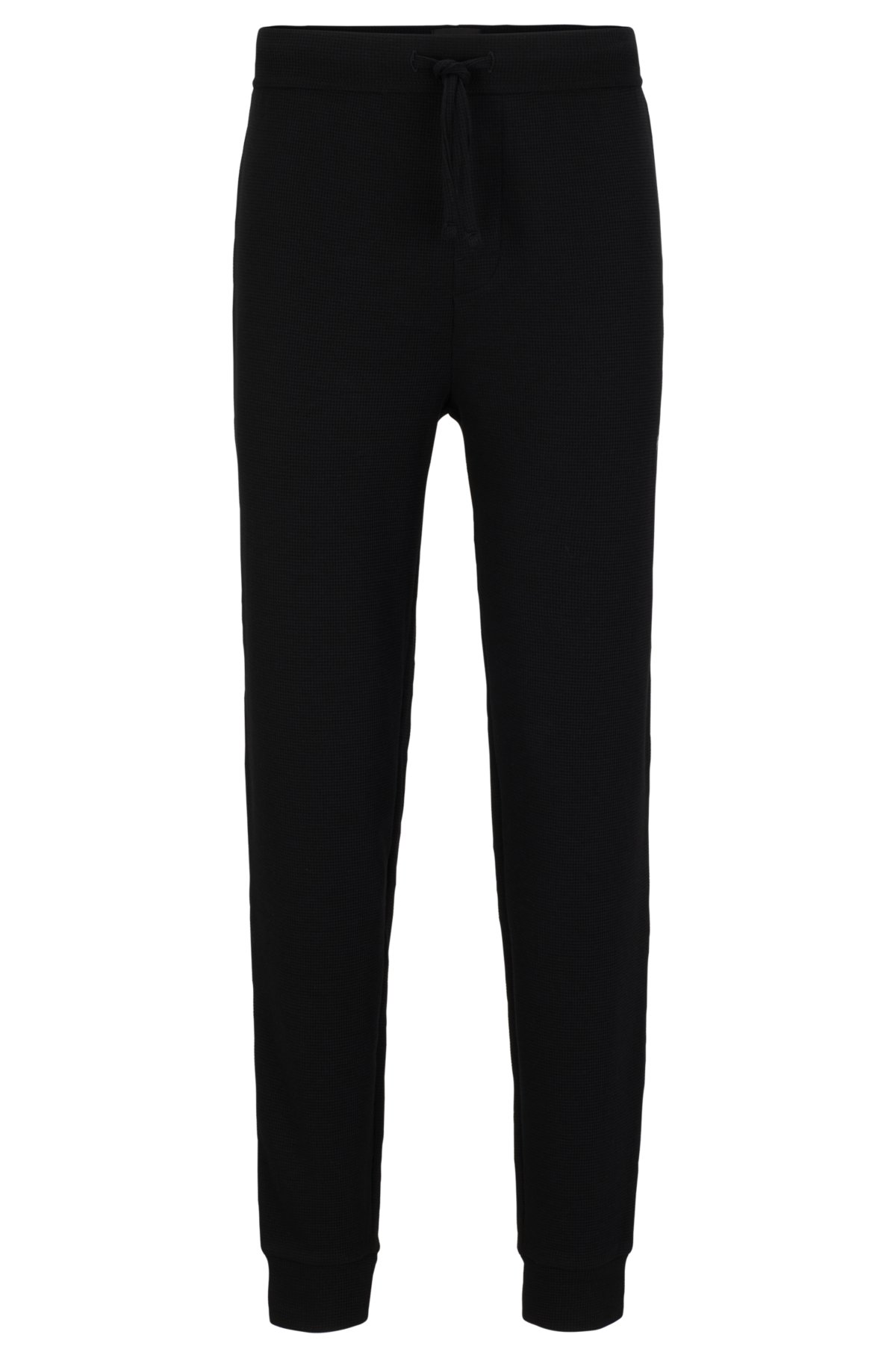 Cotton-blend pajama bottoms with embroidered logo, Black
