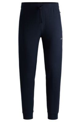 Hugo Boss Pajama Bottoms With Embroidered Logo In Dark Blue