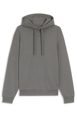 Sweat &agrave; capuche en molleton de coton avec logo imprim&eacute;, Gris sombre
