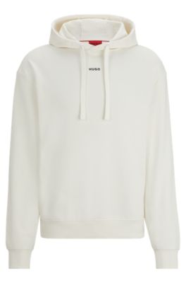 HUGO COTTON-TERRY RELAXED-FIT HOODIE WITH LOGO PRINT