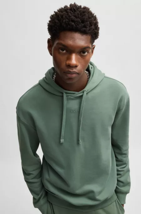 Contrast-logo hoodie in cotton terry