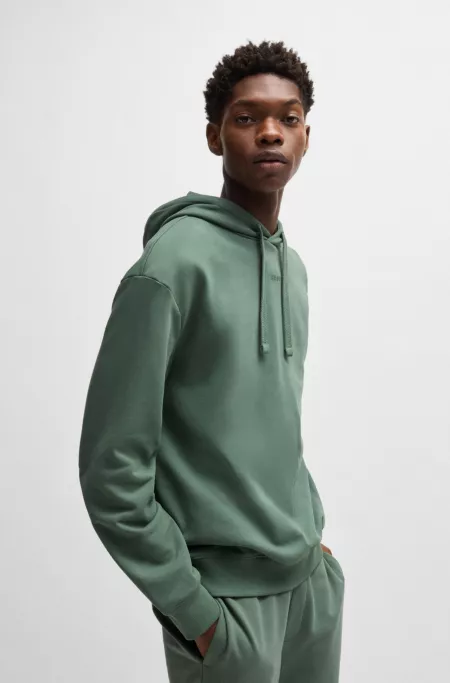 Contrast-logo hoodie in cotton terry