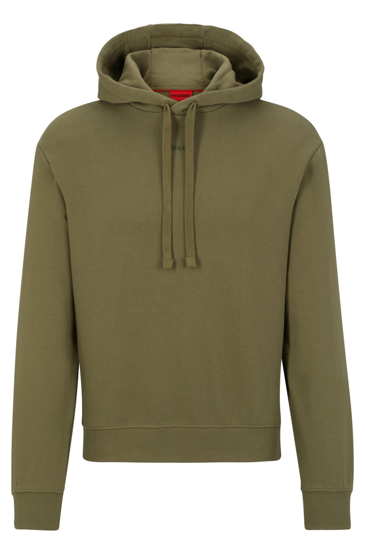 HUGO - Relaxed-fit cotton hoodie contrast logo