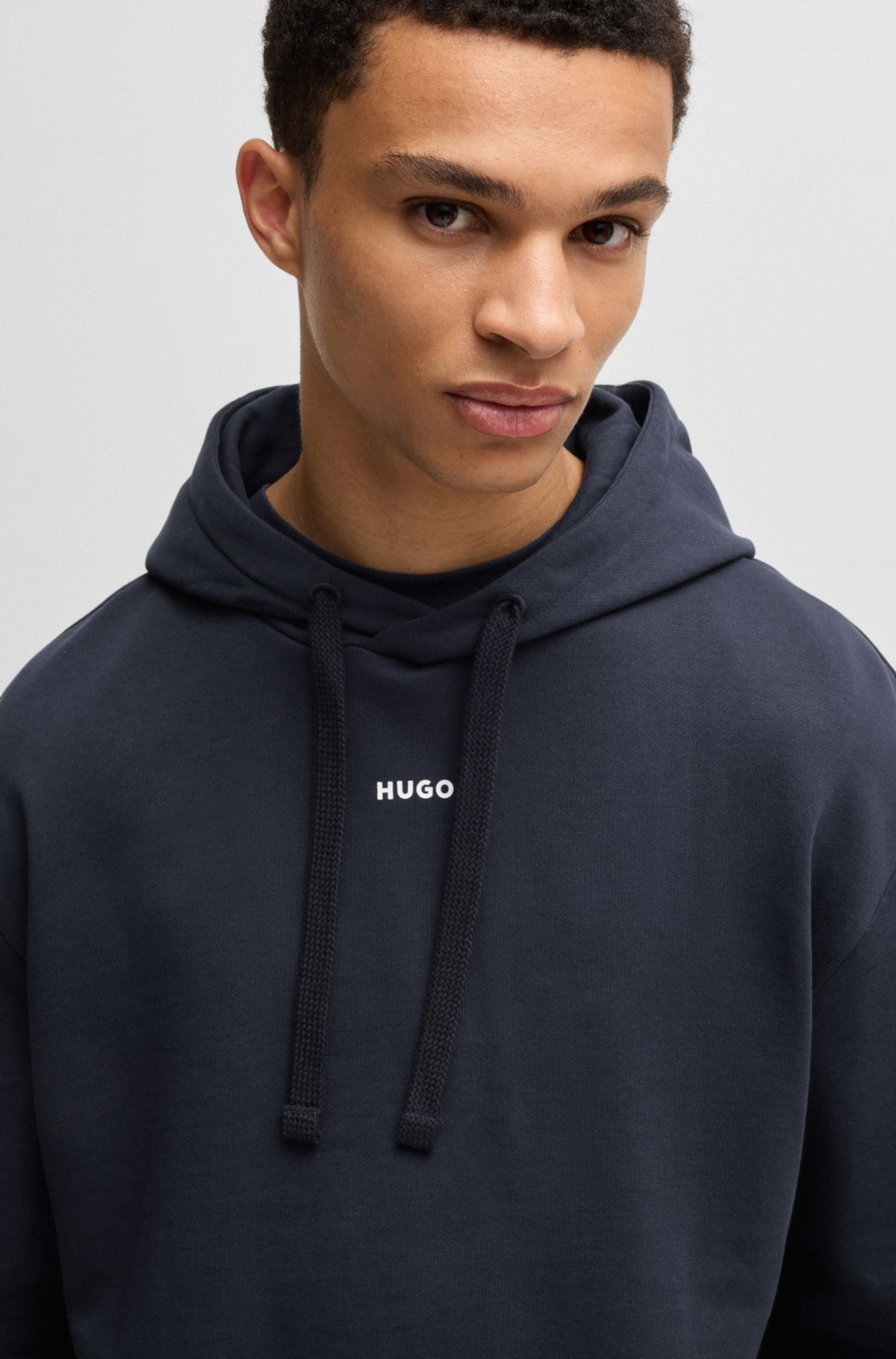 Hugo Men's Contrast Center Logo Hooded Sweatshirt