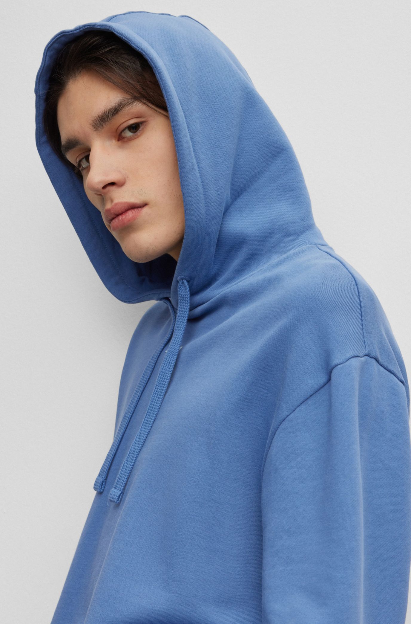 HUGO - Relaxed-fit cotton hoodie with contrast logo