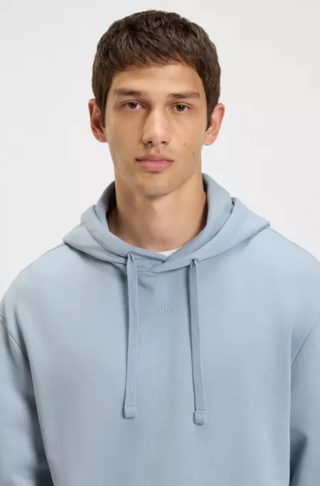 Contrast-logo hoodie in cotton terry