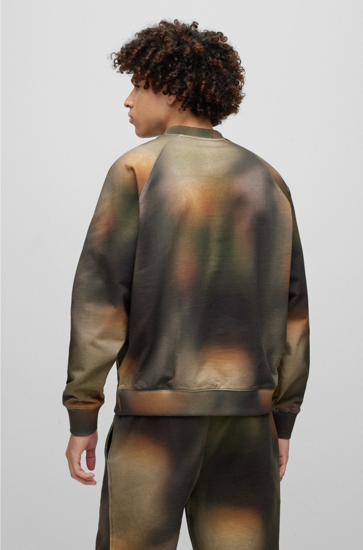with bleach-effect camouflage Cotton-terry print HUGO - sweatshirt