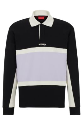 HUGO Interlock cotton regular fit polo shirt with logo print