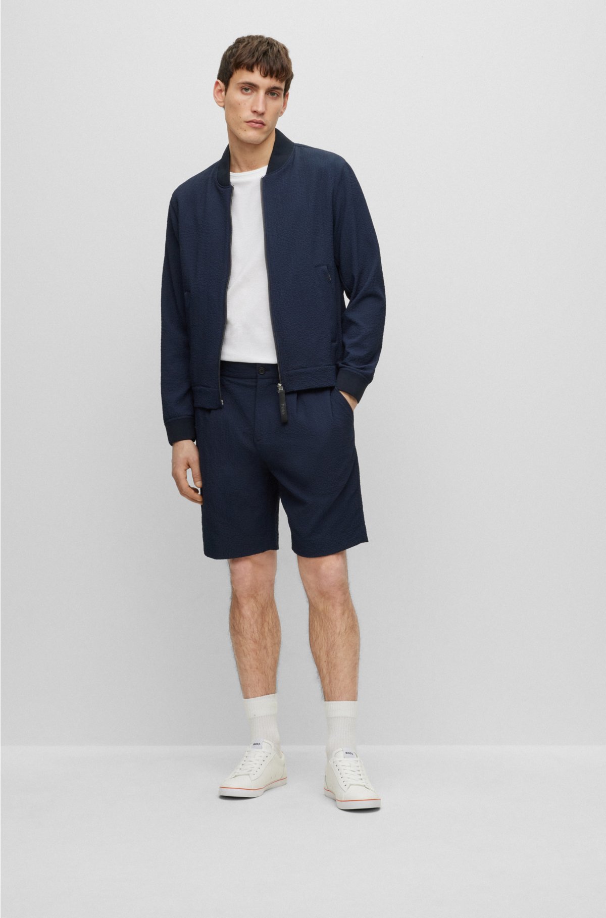 How to Wear A Jacket with Shorts - the gray details