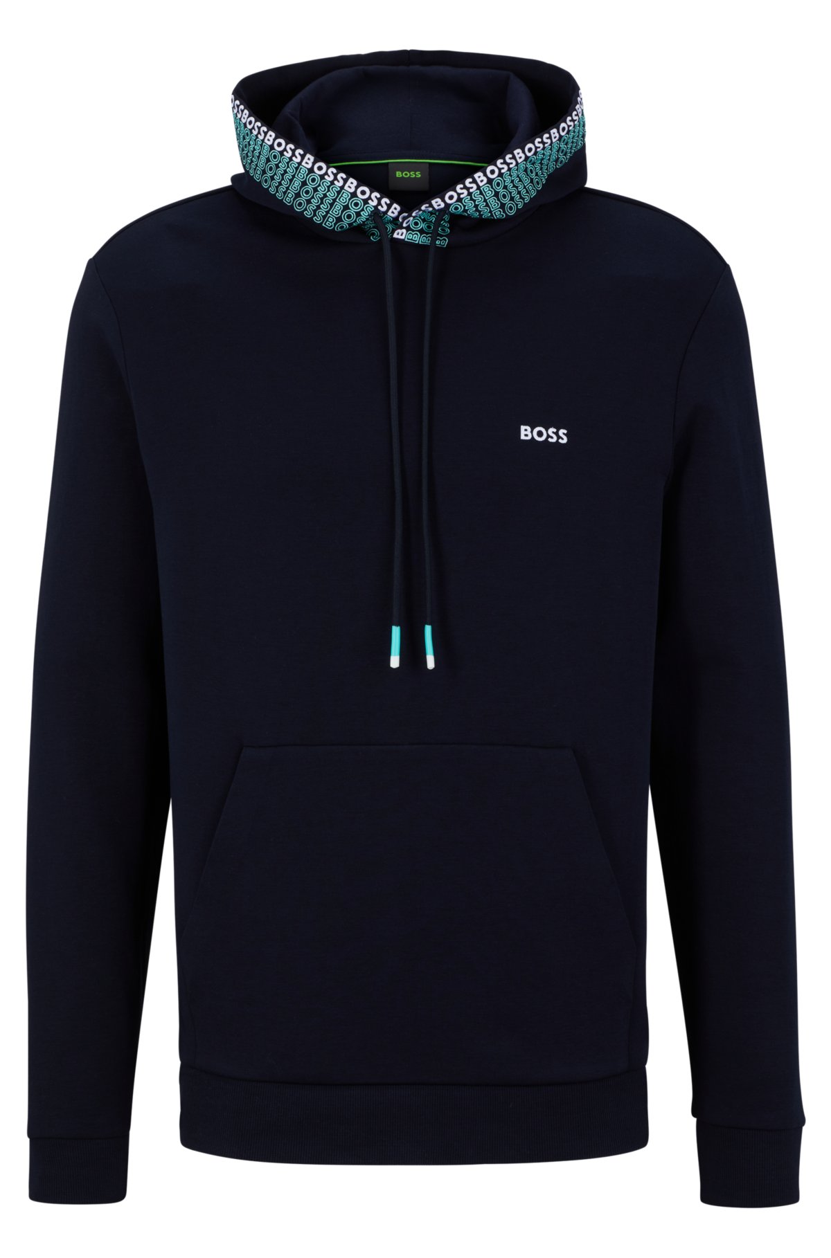 BOSS - Cotton-blend hoodie multi-colored logos