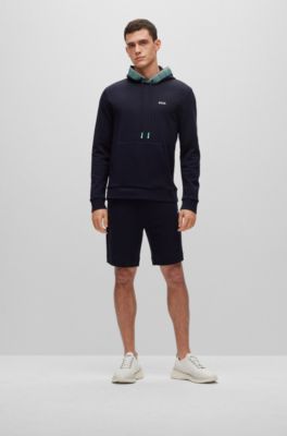 BOSS - Cotton-blend hoodie with multi-colored logos