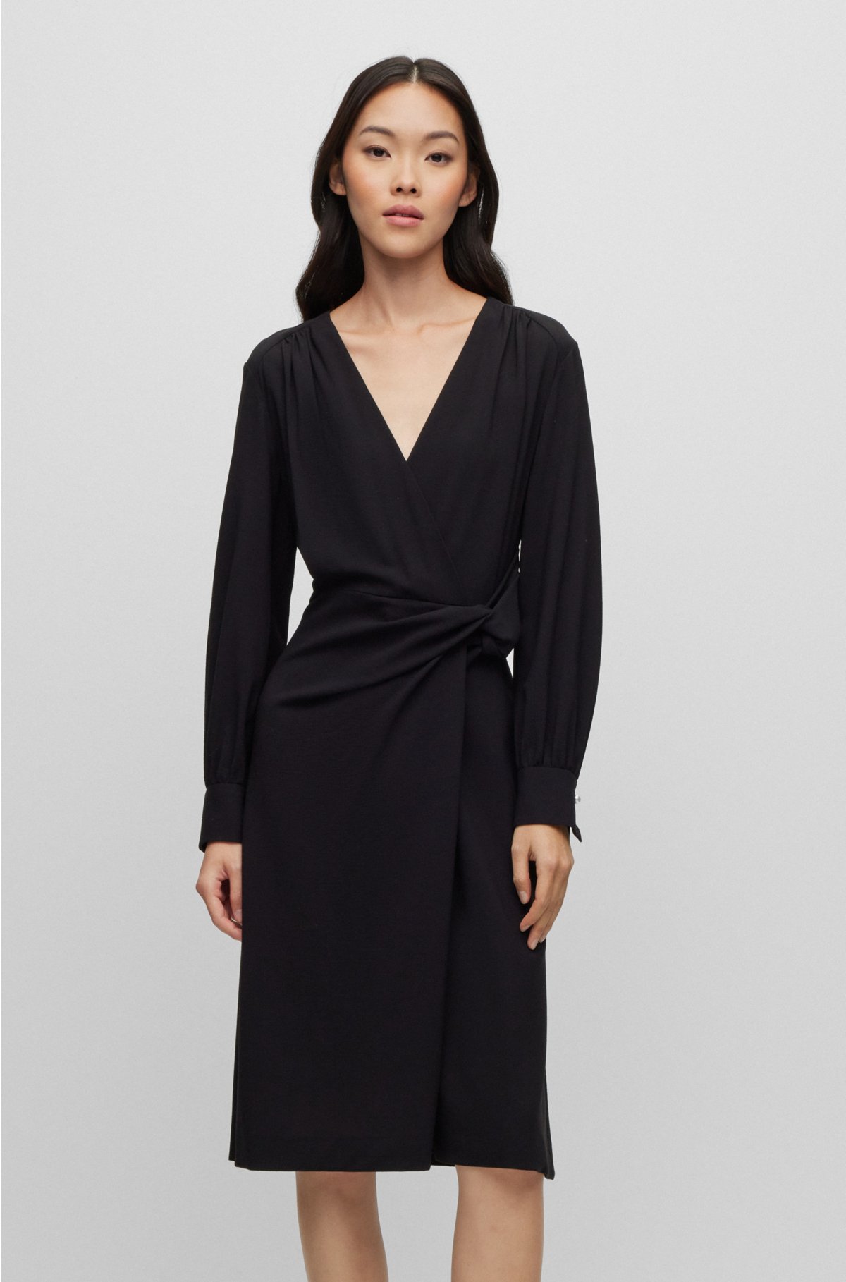 BOSS - Wool-blend slim-fit dress with twist front