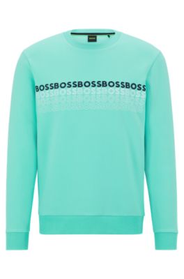 BOSS Cotton blend regular fit sweatshirt with embroidered logos