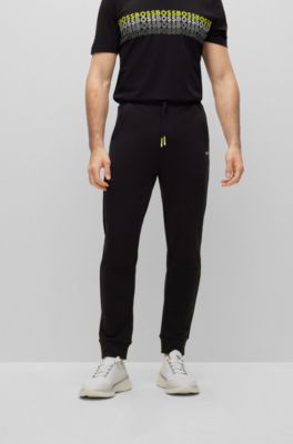 BOSS - Cotton-blend tracksuit bottoms with embroidered logos 