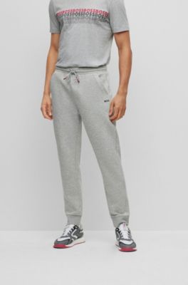 BOSS Men's Logo Pocket Jersey Sweatpants - Cuffed Tracksuit Bottoms With Contrast Logo
