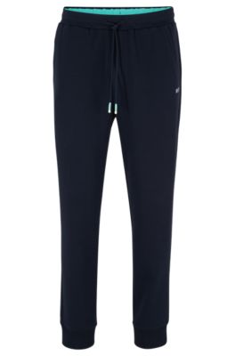 HUGO BOSS COTTON-BLEND TRACKSUIT BOTTOMS WITH EMBROIDERED LOGOS
