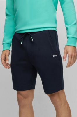 Cotton blend regular fit shorts with embroidered logos