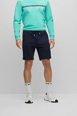 Cotton-blend regular-fit shorts with embroidered logos