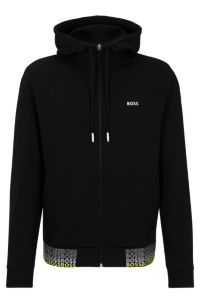 BOSS - Cotton-blend zip-up hoodie with embroidered logos