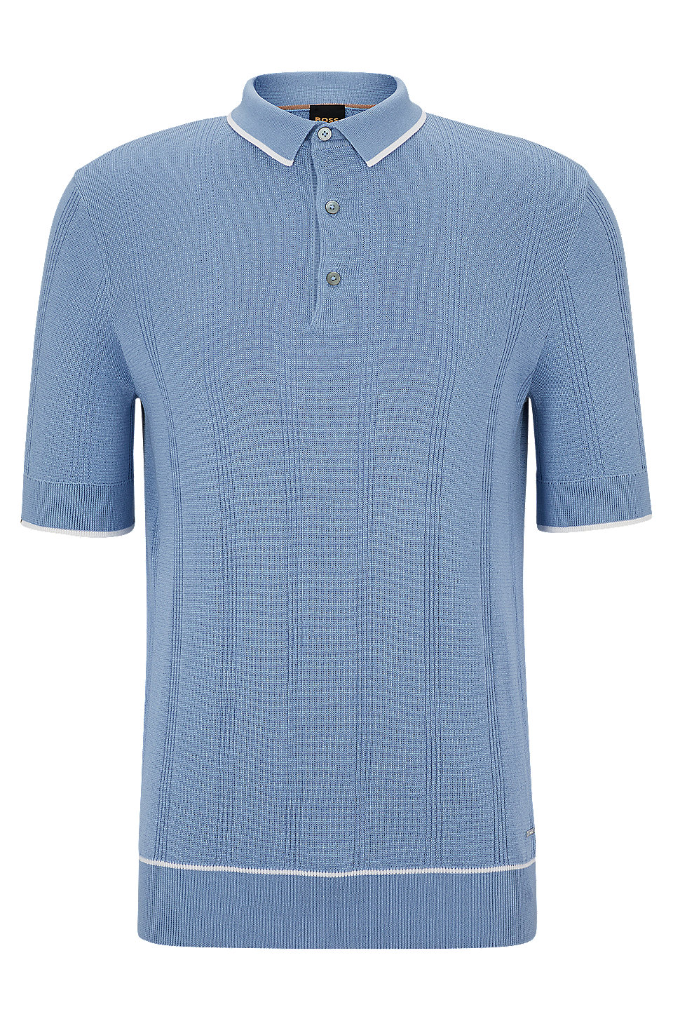 BOSS - Short-sleeved polo sweater in silk and cotton